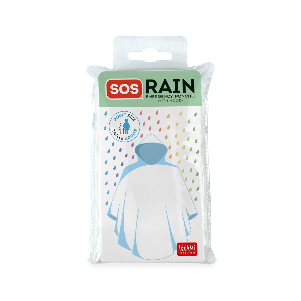 Legami - Waterproof Poncho Adults - SOS Rain - Adult's size