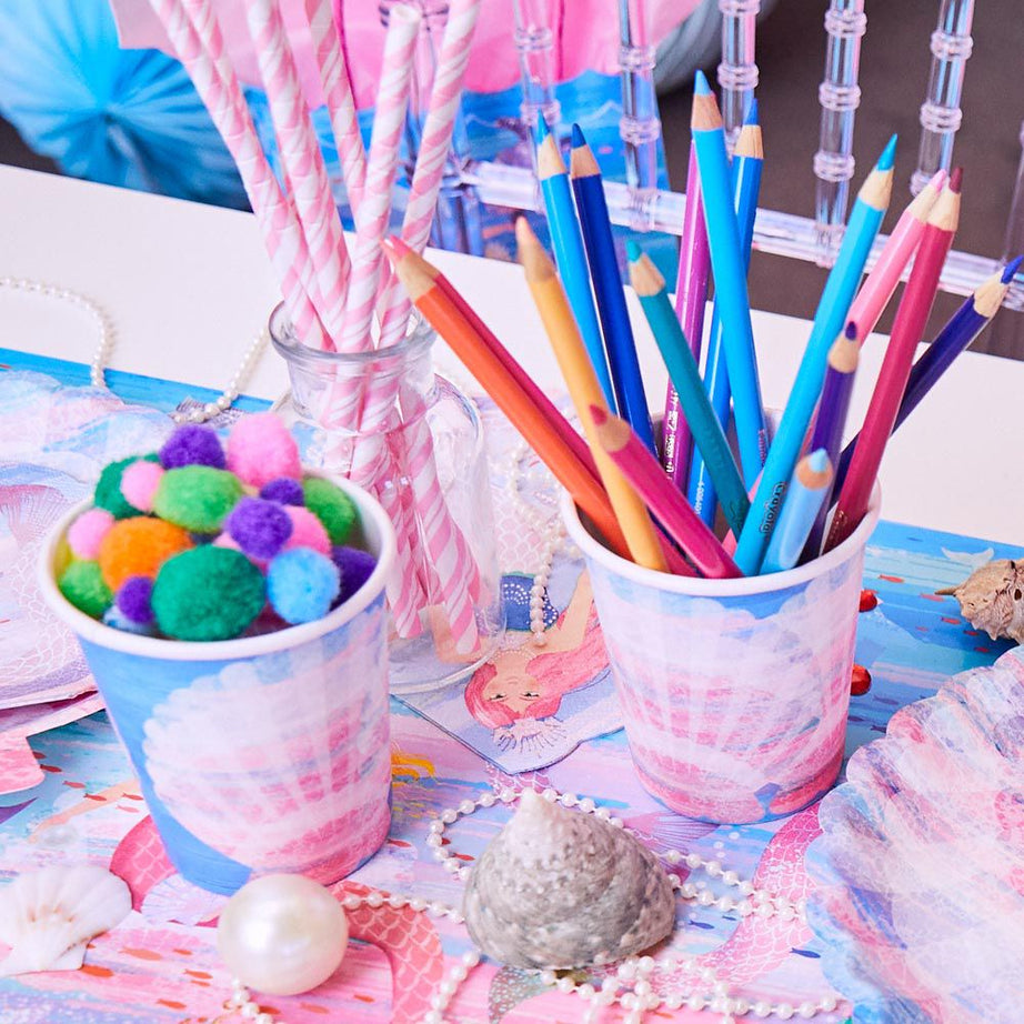 Party Pieces - Deniz Kızı 8li Parti Karton Bardakları-Dinossi