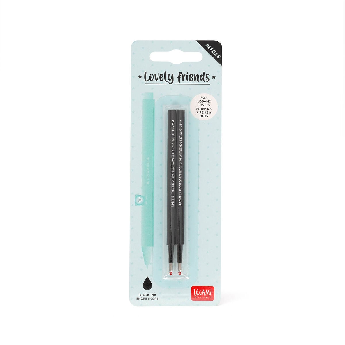 Legami - Seti 2 Refills Sevimli Arkadaşlar Gel Pens - Black Ink