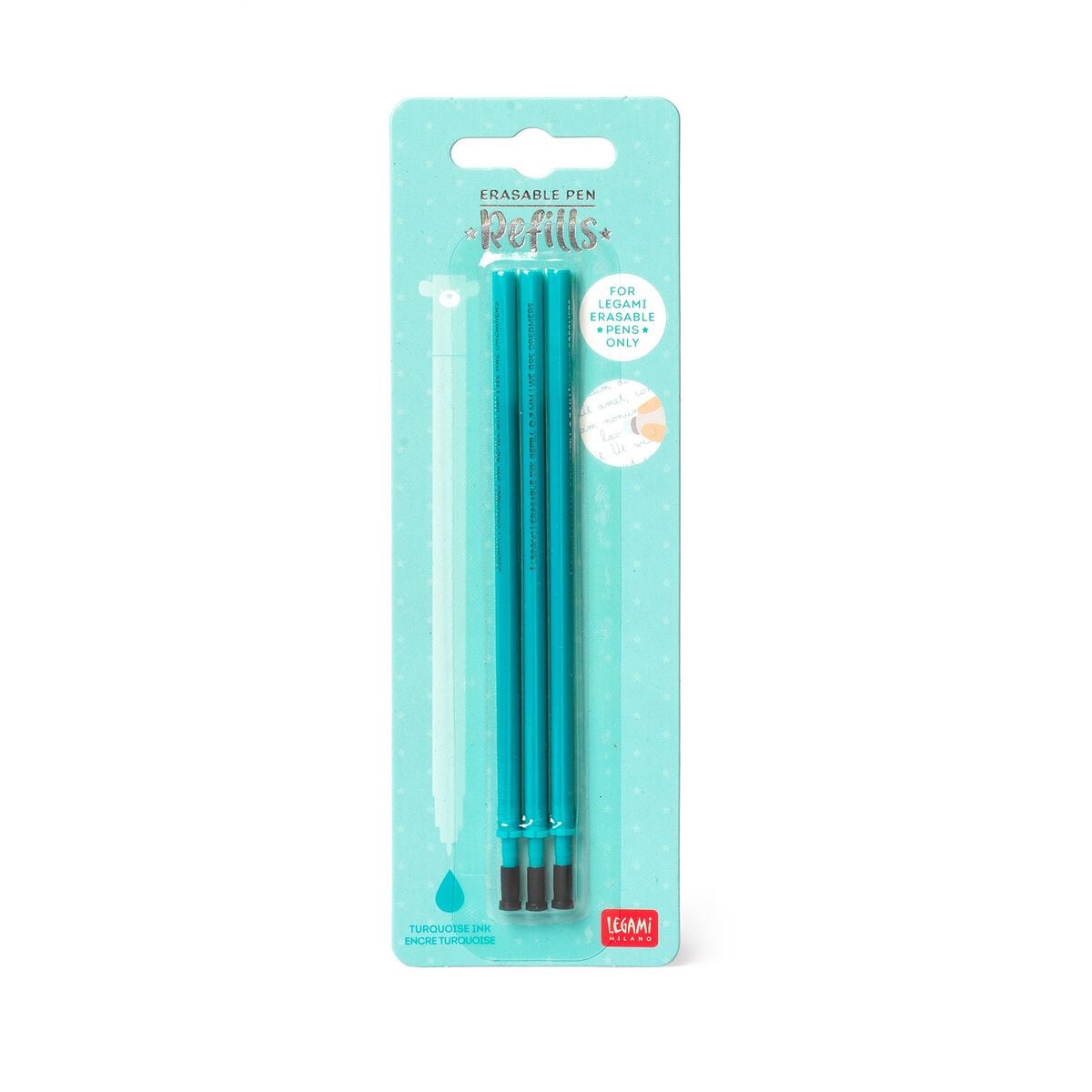 Legami - 3'lü Seti Refills Erasable Pens - Turquoise Ink - Erasable Kalem
