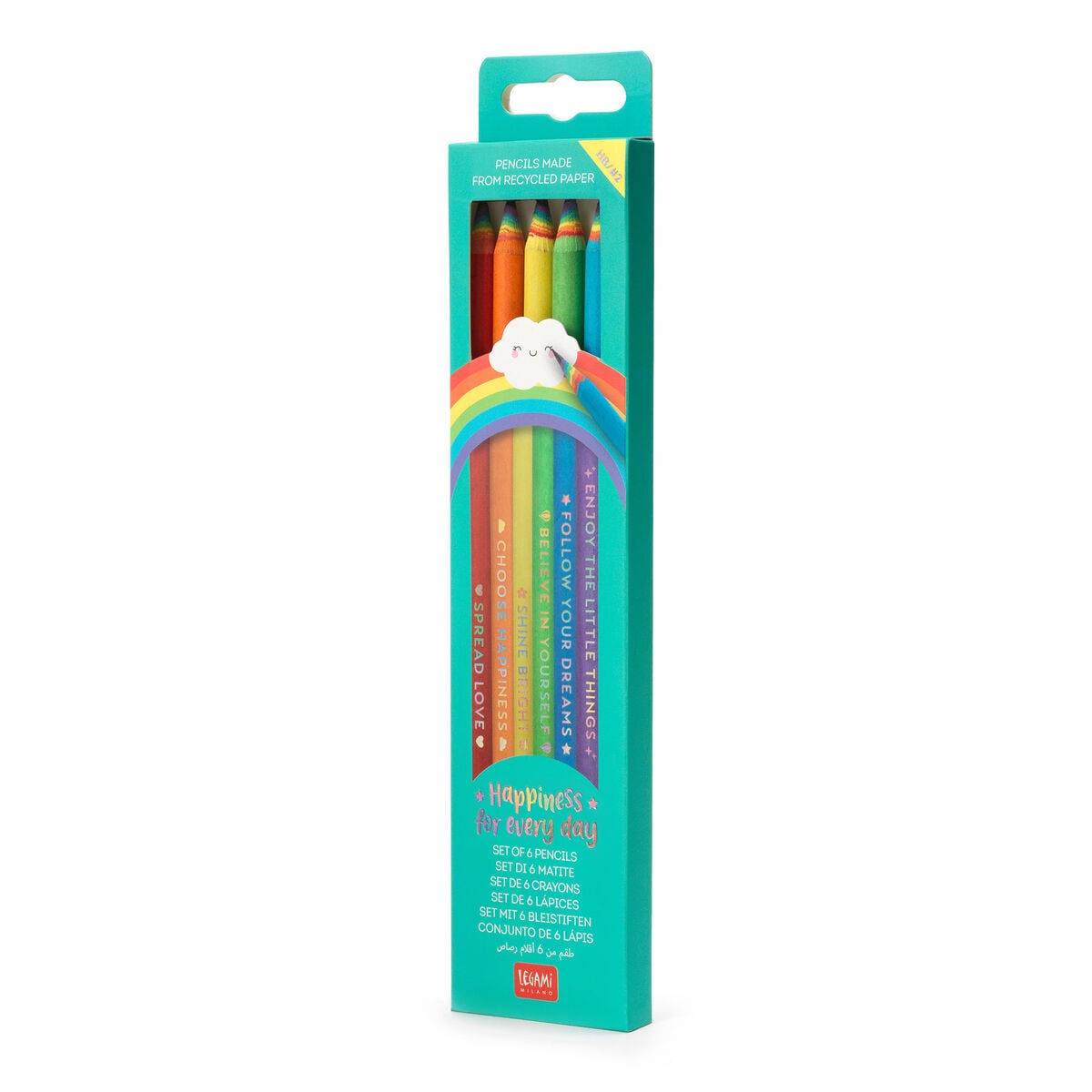 Legami - Seti 6 HB Graphite Pencils made from Recycled Kâğıt