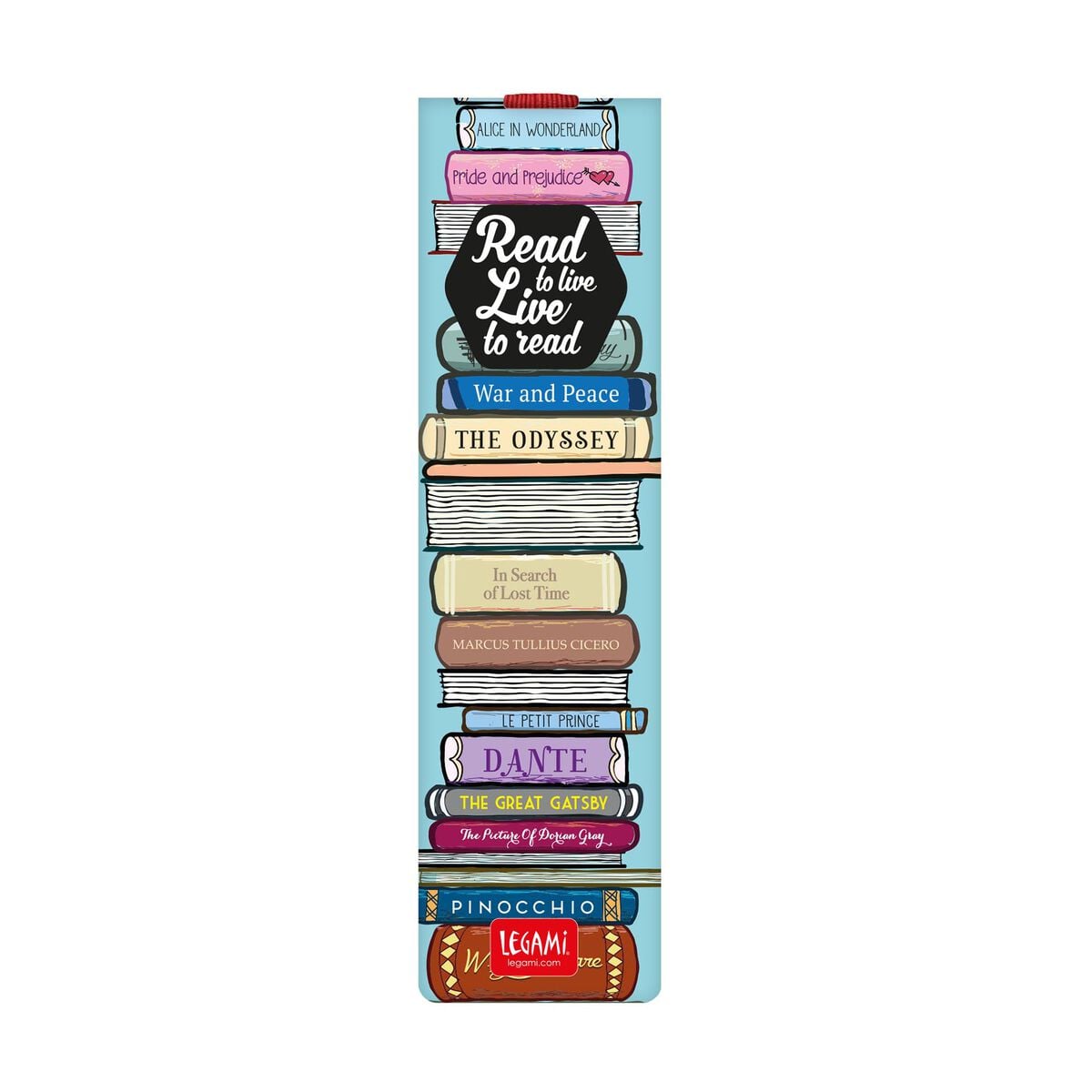 Legami - Illustrated Kitap Ayracı ile Elastic Band - Kitap Lover, Read to Live - Kitap Ayracı