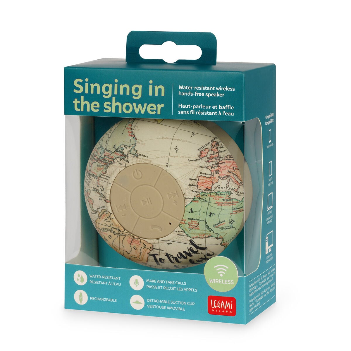 Legami - Seyahat Water-Resistant Bluetooth® Hands-Free Speaker - Singing In Shower