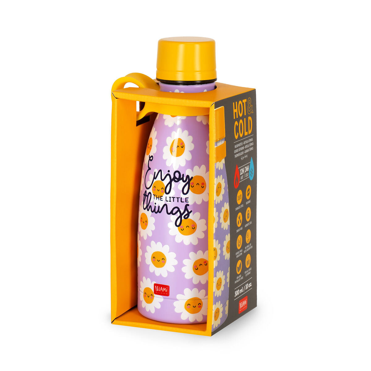 Legami - 300 ml Mini Vakum Şişe - Daisy - Sıcak ve Soğuk
