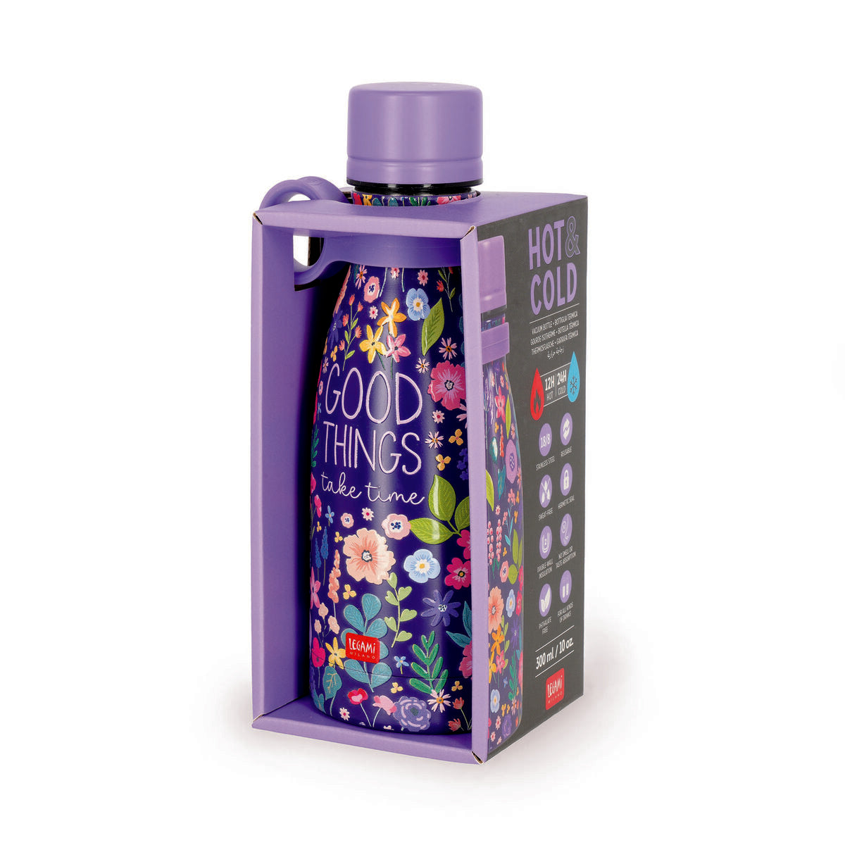 Legami - 300 ml Mini Vakum Şişe - Çiçekler - Sıcak ve Soğuk