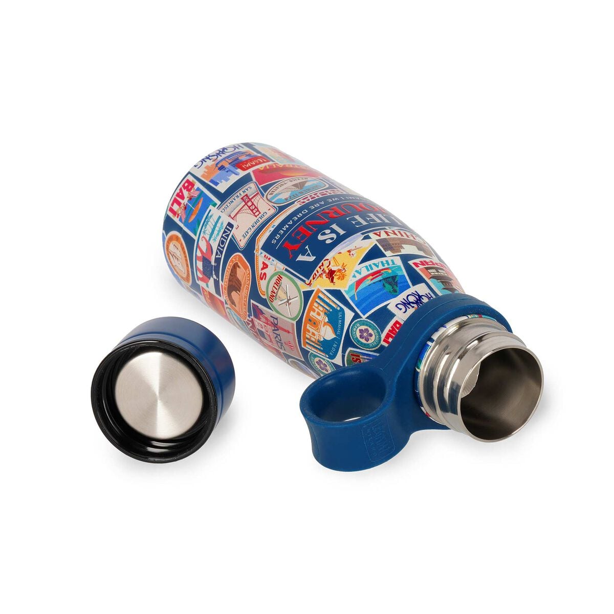 Legami - 300 ml Mini Vakum Şişe - Seyahat Stickers - Sıcak ve Soğuk