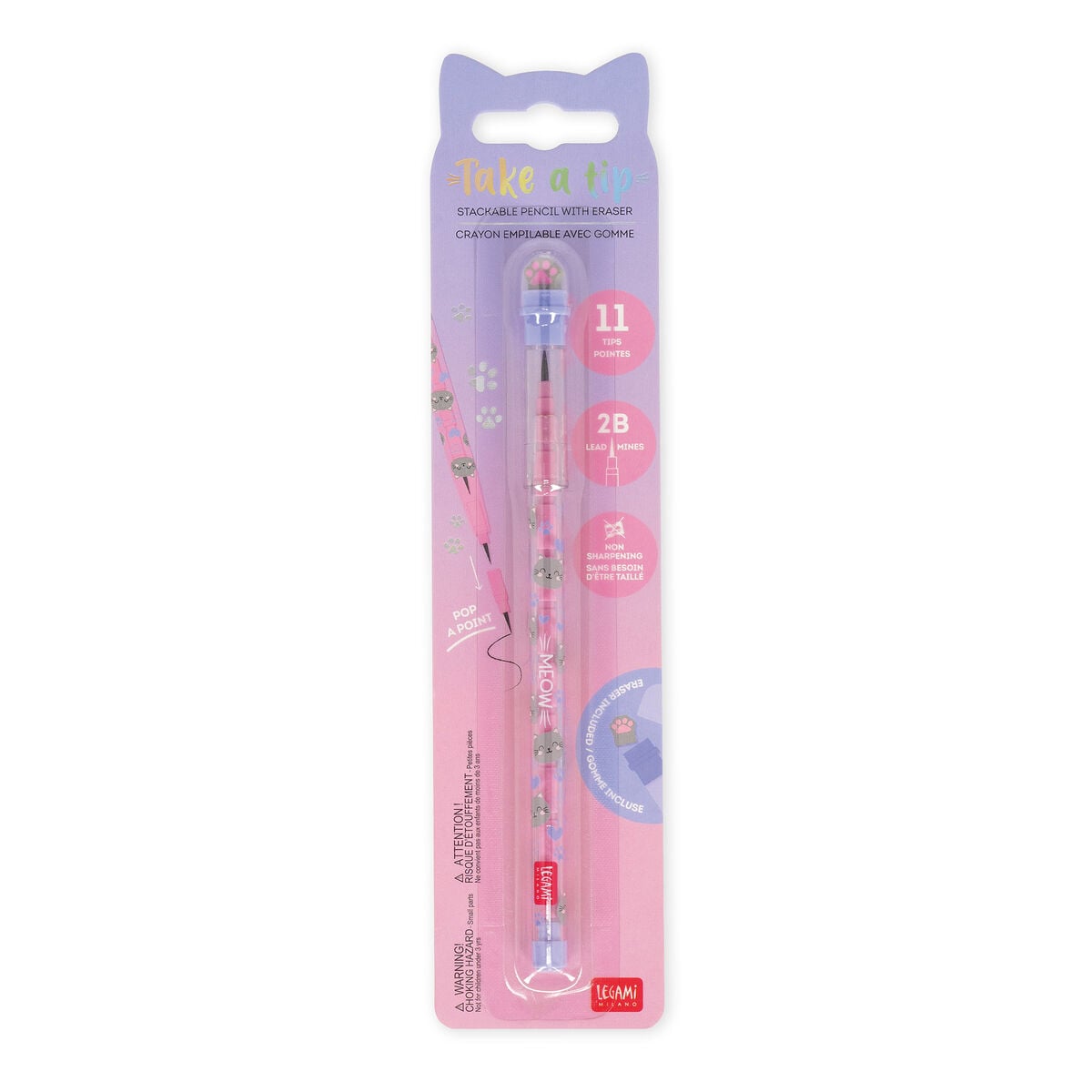 Legami - Kitty Stackable Kalem ile Eraser - Take a Tip