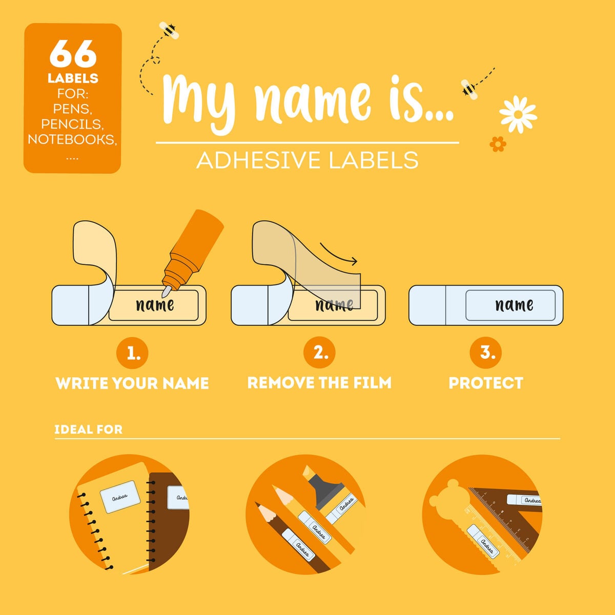 Legami - Yapışkanlı Labels ile Protective Film - My Name Is... - Ayıcık