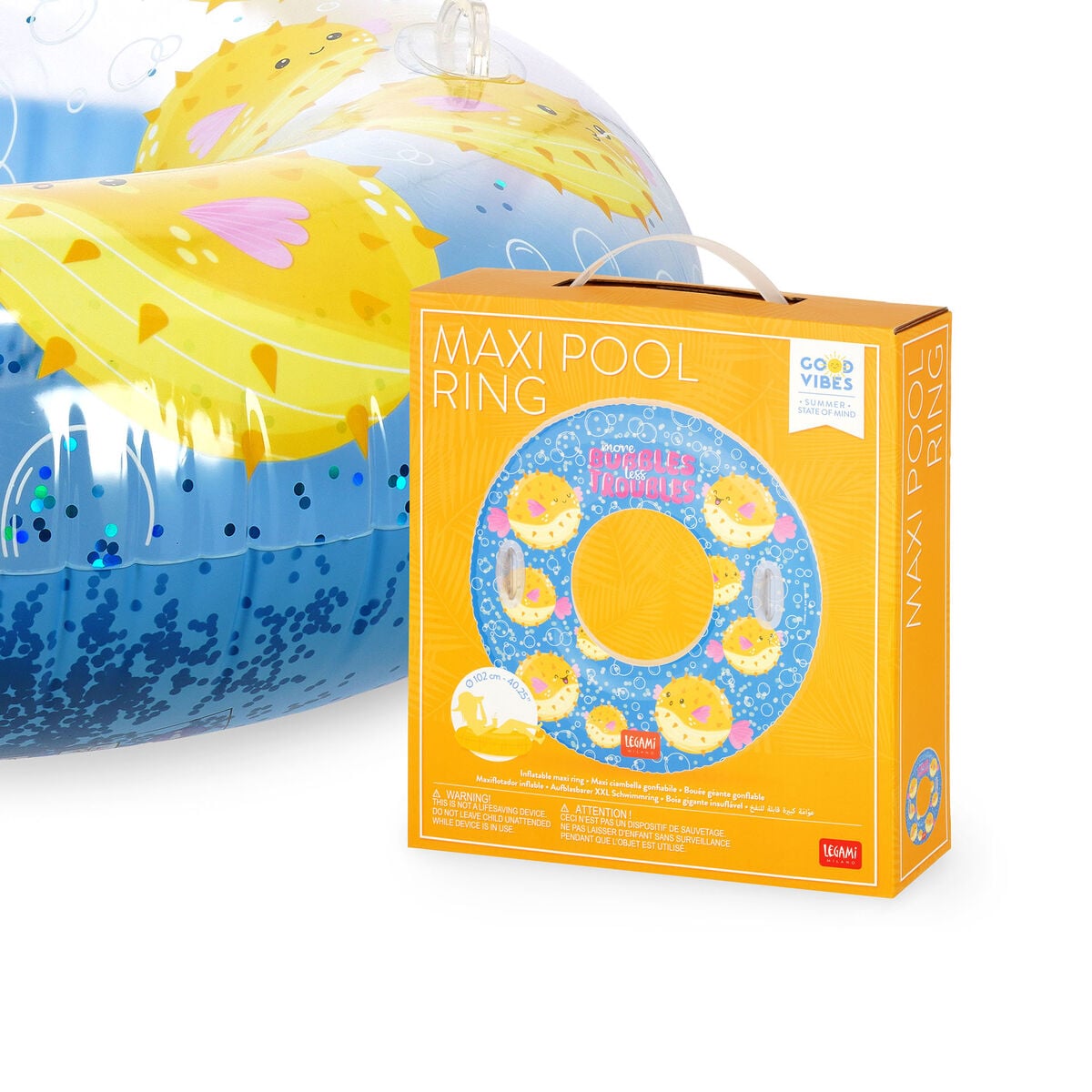 Legami - Pufferfish Maxi Inflatable Pool Ring - Maxi Pool Ring