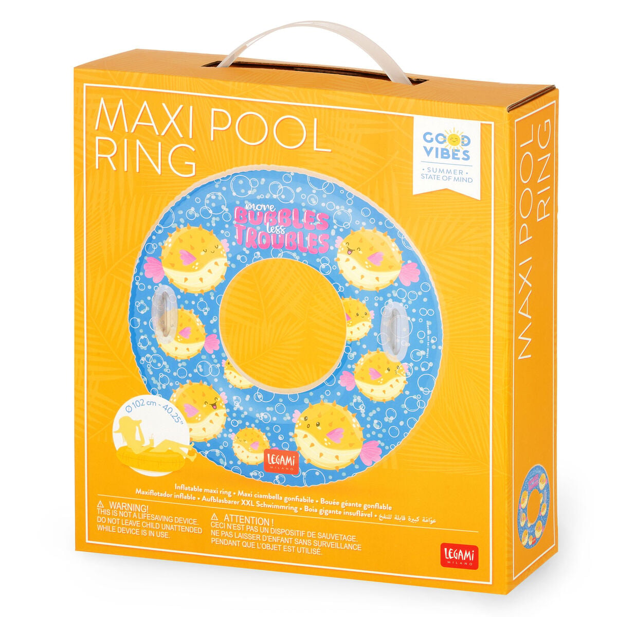 Legami - Pufferfish Maxi Inflatable Pool Ring - Maxi Pool Ring