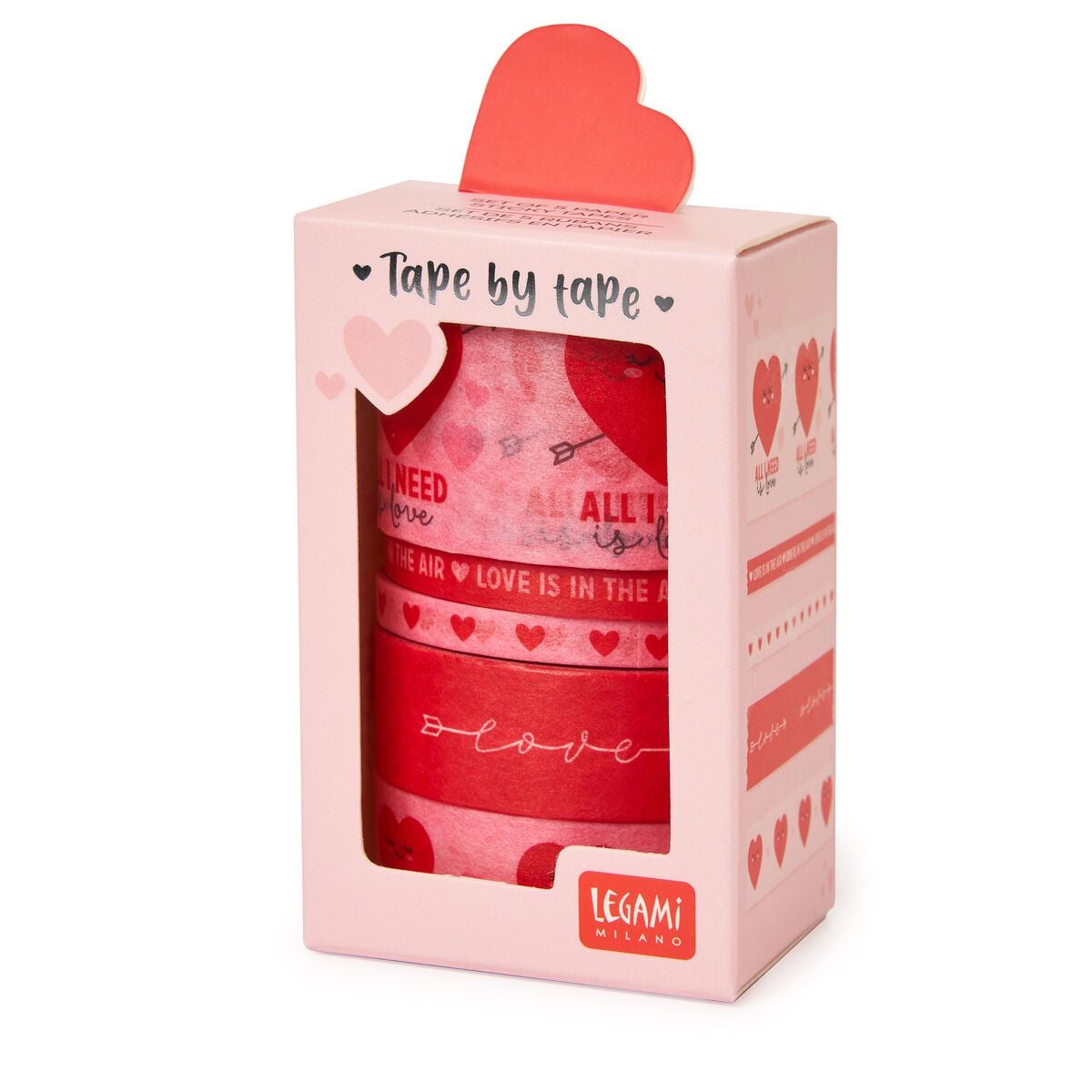 Legami - 5'li Set Dekoratif Kalp Kâğıt Yapışkan Bantlar - Banttan Banda