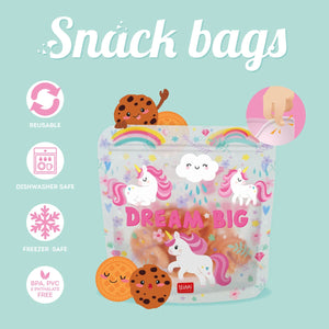 Legami - 3er-Set wiederverwendbare Snack-Beutel - Einhorn - Snack-Beutel