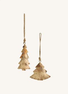 Madam Stoltz - Wiederverwendete Metall-Weihnachtsbaumornamente - 2er Set | Camel