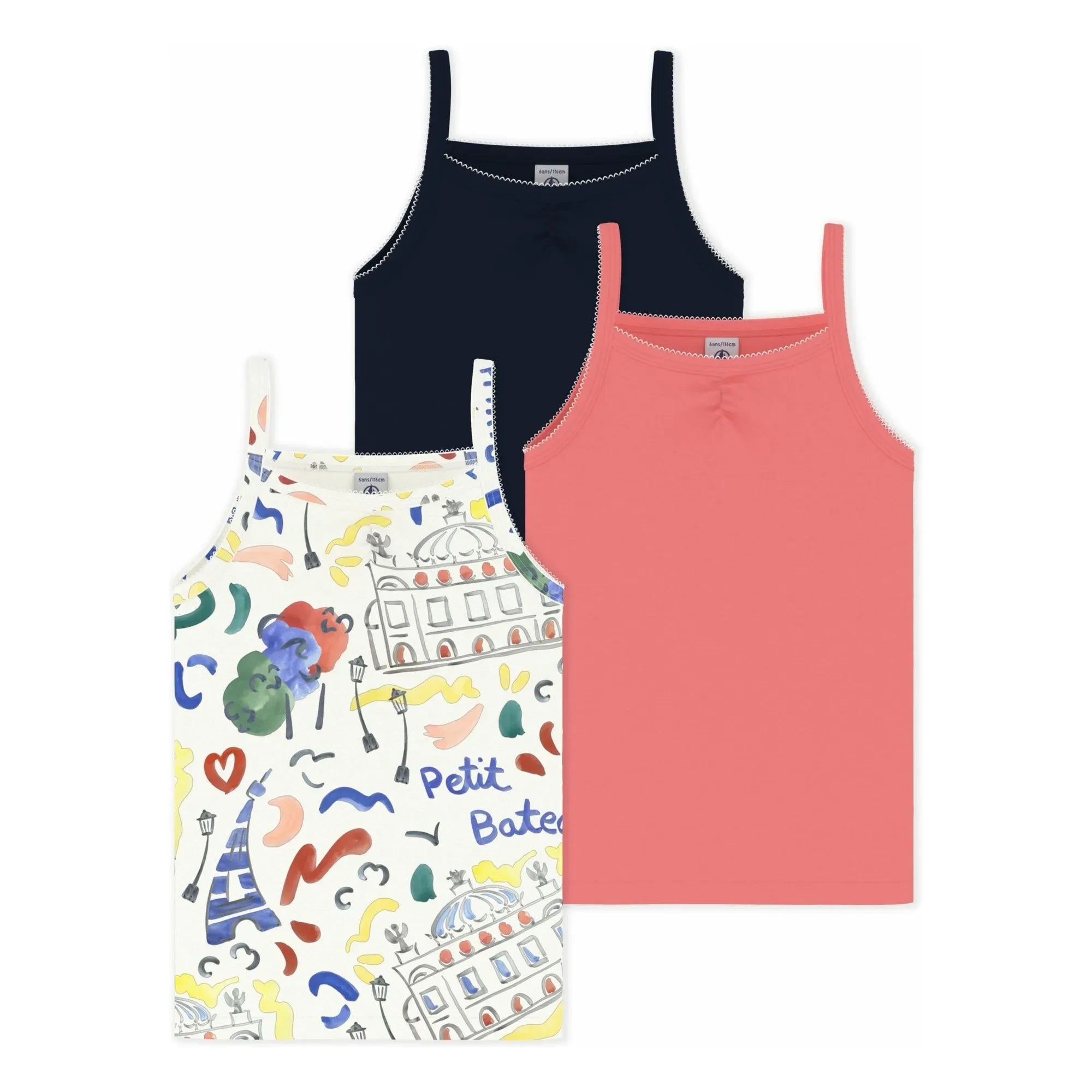 Petit Bateau - 3er-Pack Opera Unterhemden | Koralle