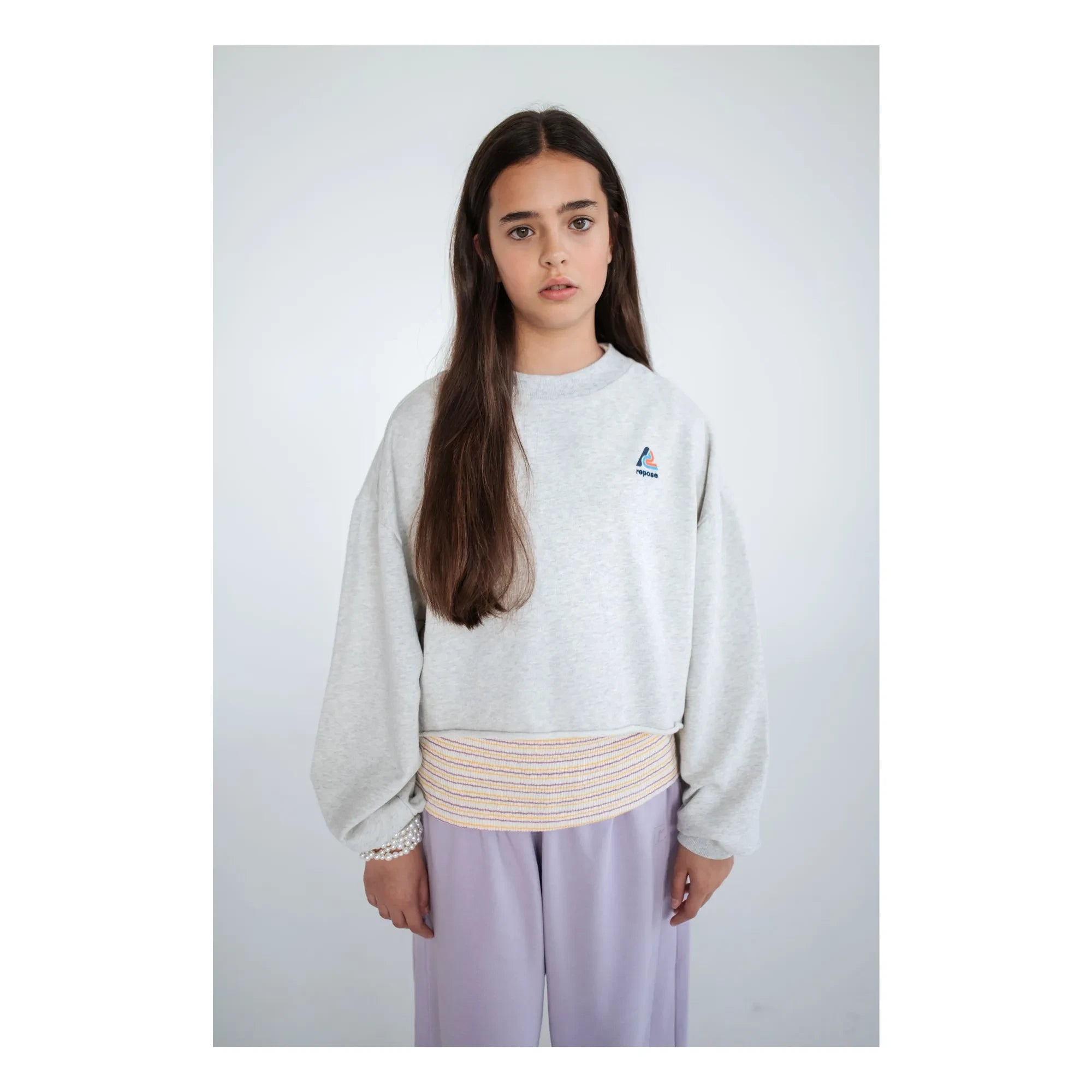 Repose AMS - Crop-Sweatshirt aus Bio-Baumwolle | Grau meliert