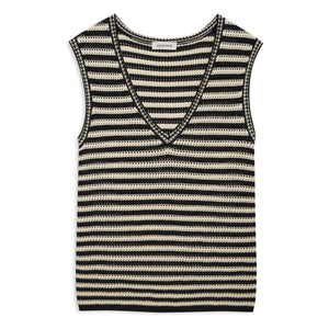 Anine Bing – Gestreiftes Lowen Tanktop | Schwarz
