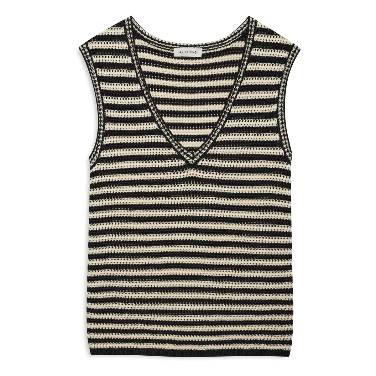 Anine Bing – Gestreiftes Lowen Tanktop | Schwarz