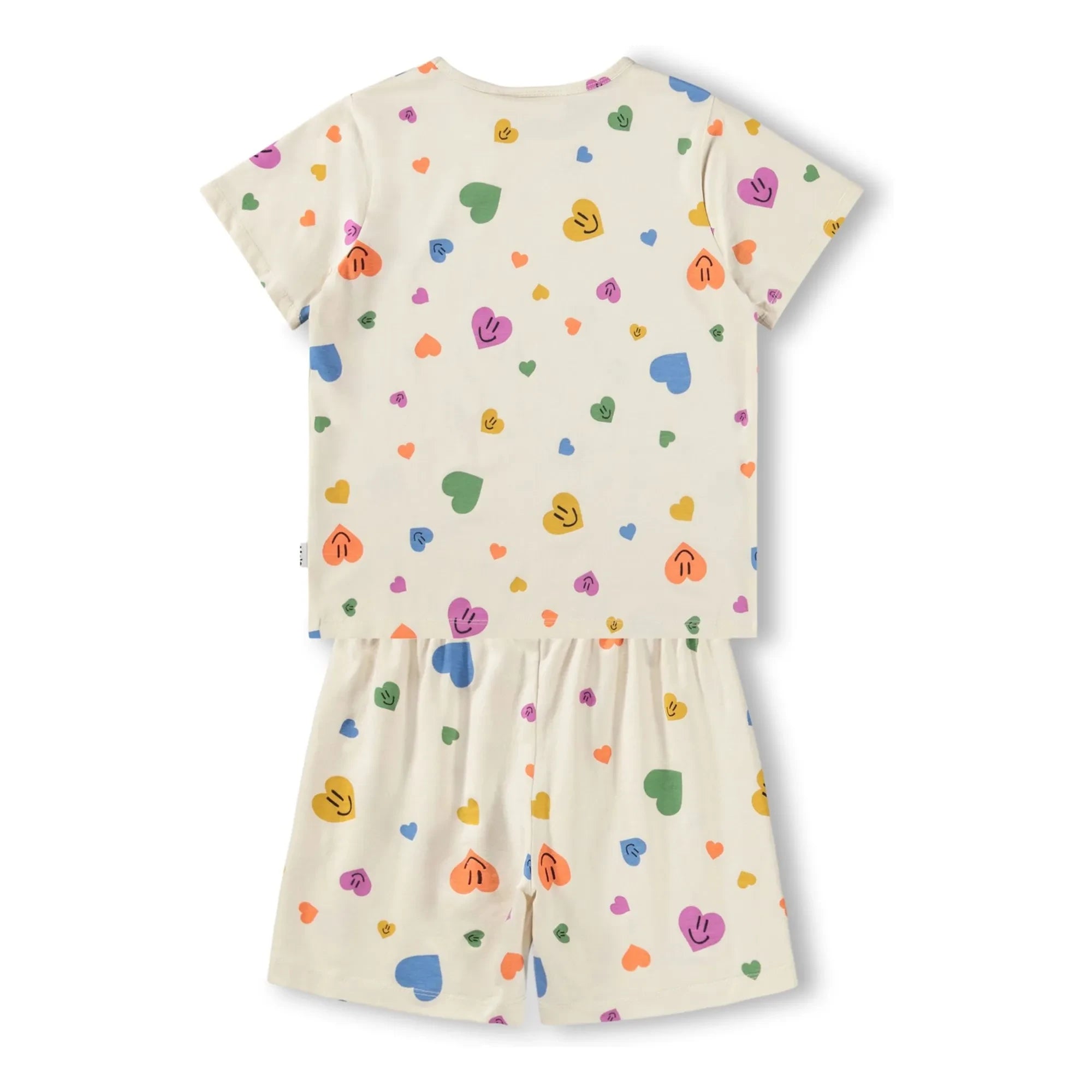 Molo - Luvis Hearts Pyjama mit Shorts aus Bio-Baumwolle | Ecru