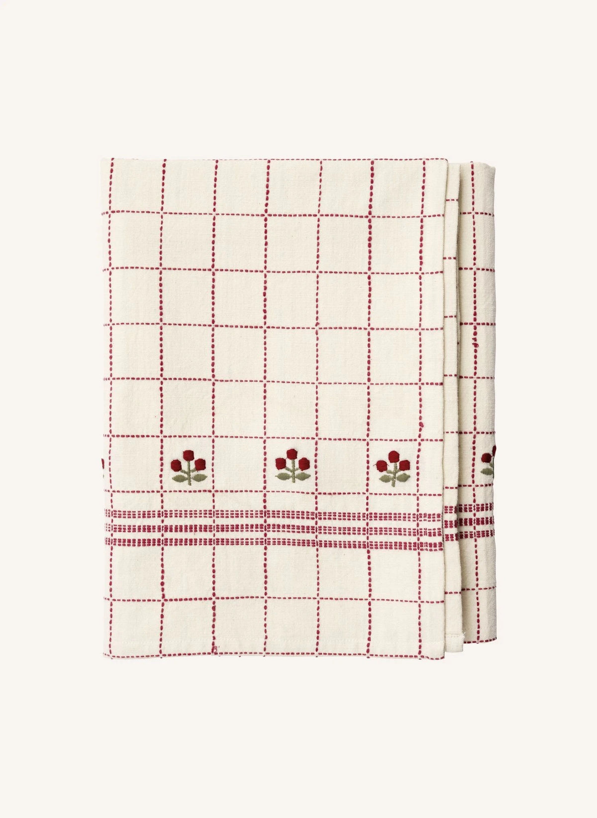 Madam Stoltz - Bestickte Tischdecke | Rot