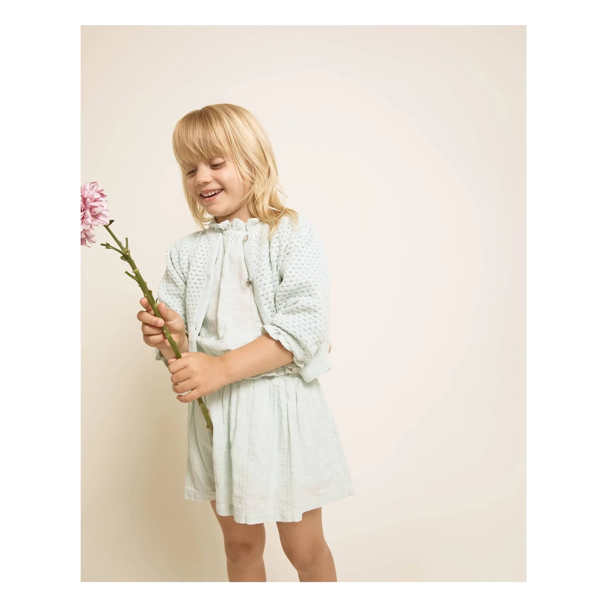 Búho - 3/4 Kollu Pointelle Bio-Baumwoll-Cardigan | Mintgrün