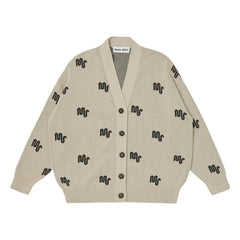 Main Story - Monogramm-Strickjacke aus Bio-Baumwolle | Cremeweiß