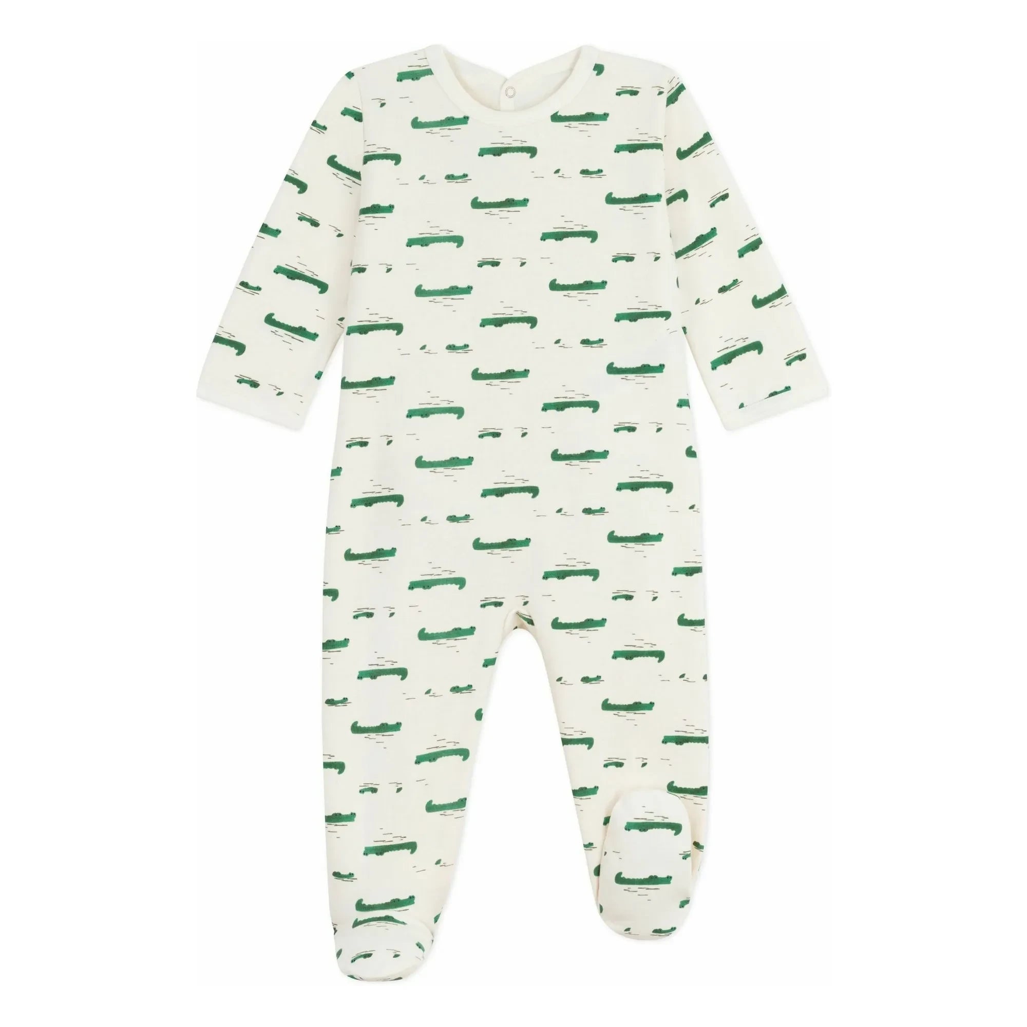 Petit Bateau - Schlafanzug Dors Bien Pont Krokodile Bio-Baumwolle | Ecru