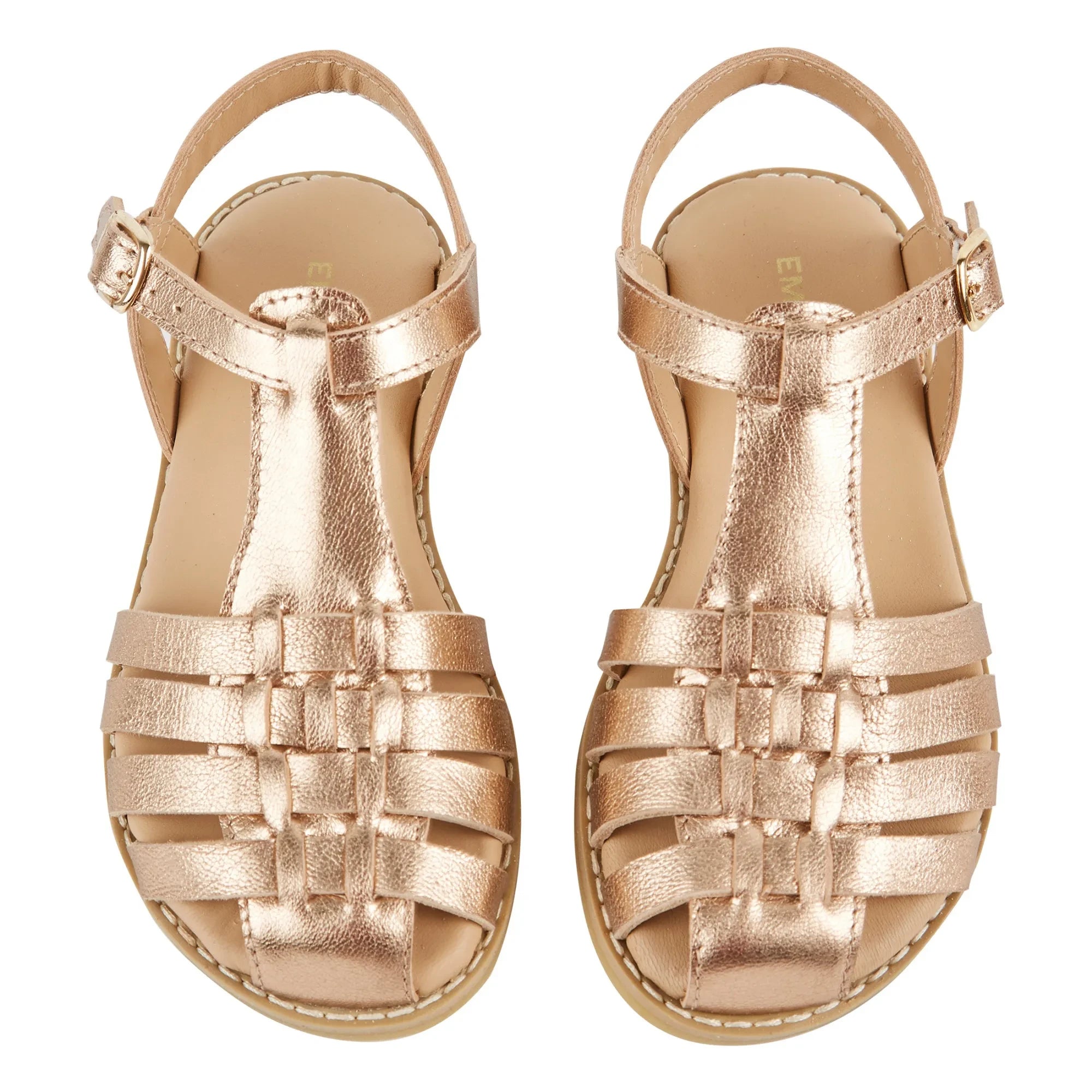 Emile et Ida - Sandalen mit gekreuzten Riemen aus Leder | Gold