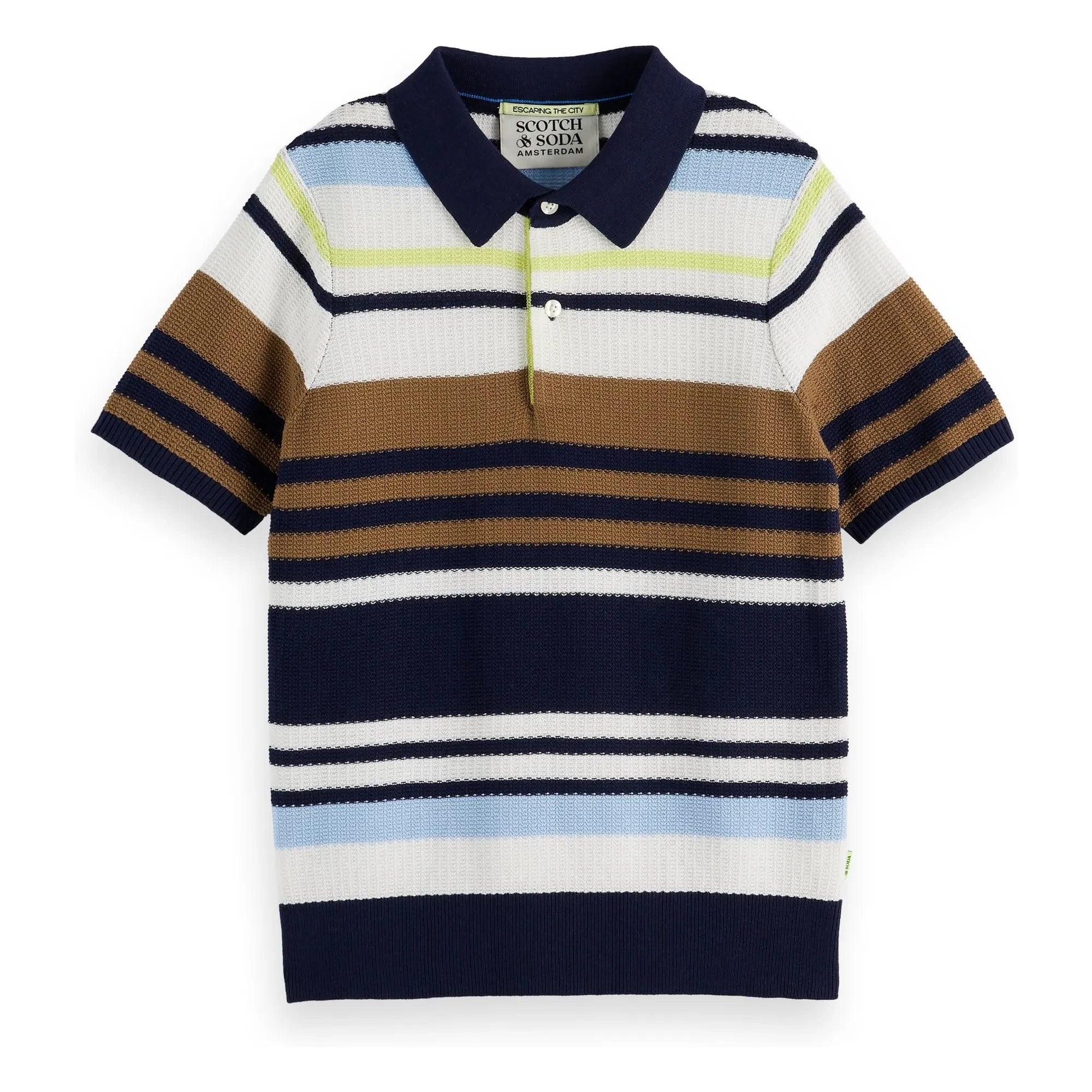 Scotch & Soda – Gestreiftes Polohemd aus Netzstoff | Braun