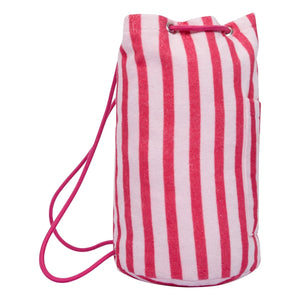 Jera Mini – Gestreifter Frottee-Rucksack | Rosa