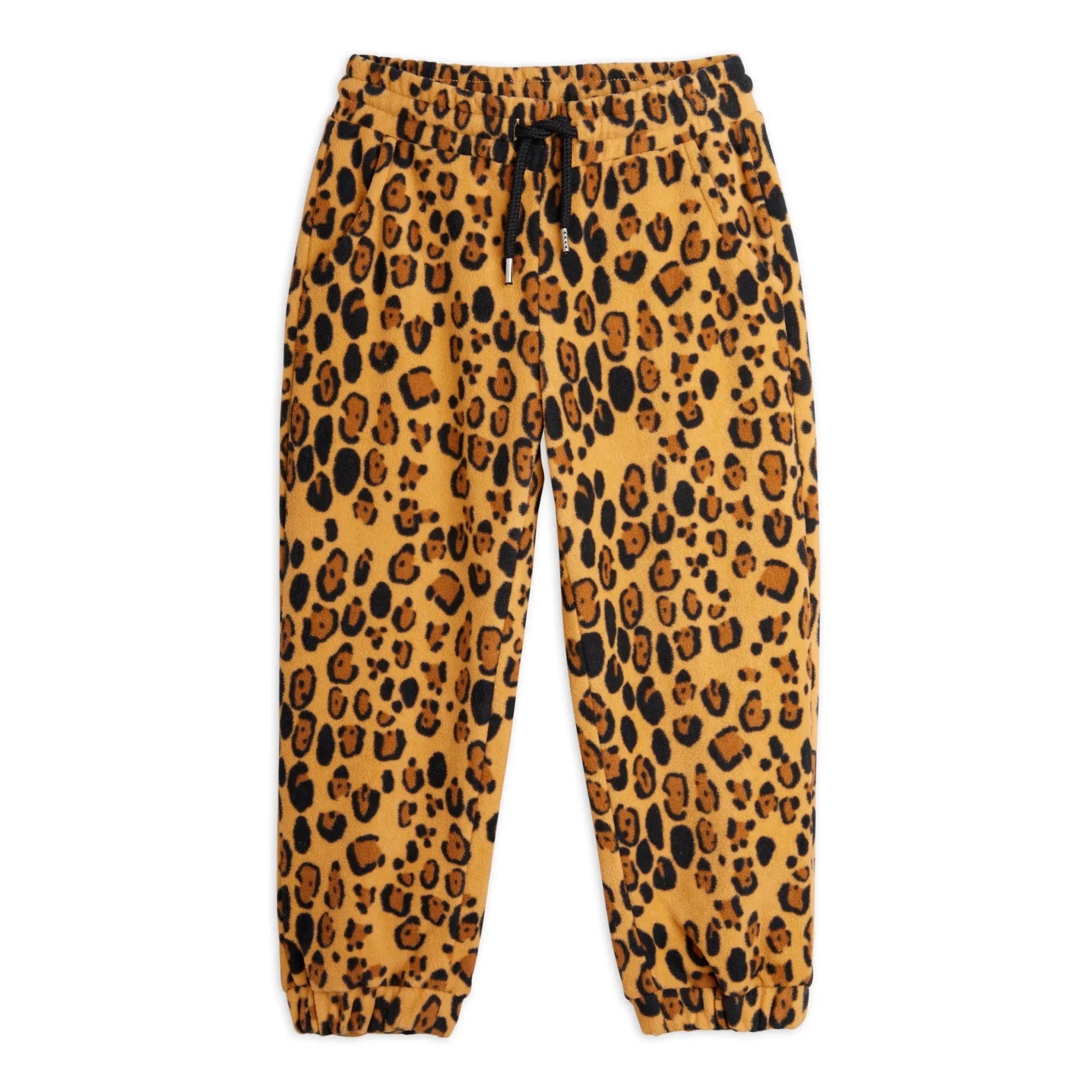 Mini Rodini - Jogginghose aus recyceltem Polyester mit Leopardenmuster | Beige