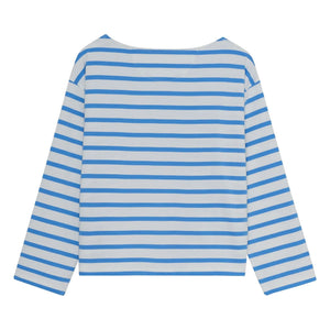 the new society - Burnet Gestreiftes Baumwoll-T-Shirt | Blau