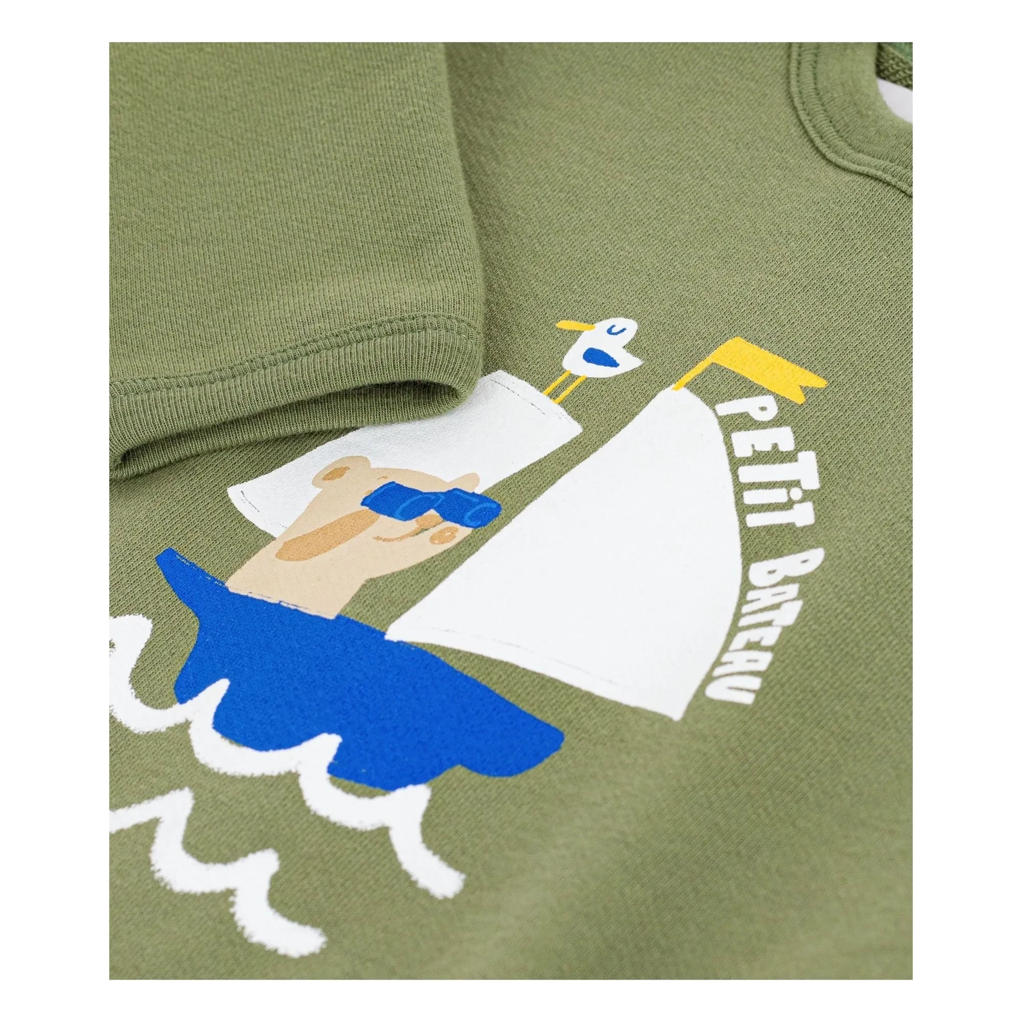 Petit Bateau - Sweatshirt mit Bär aus Bio-Baumwolle | Khaki