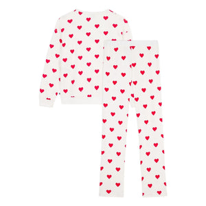 Petit Bateau - Organik Pamuklu Kalpli Pijama | Beyaz