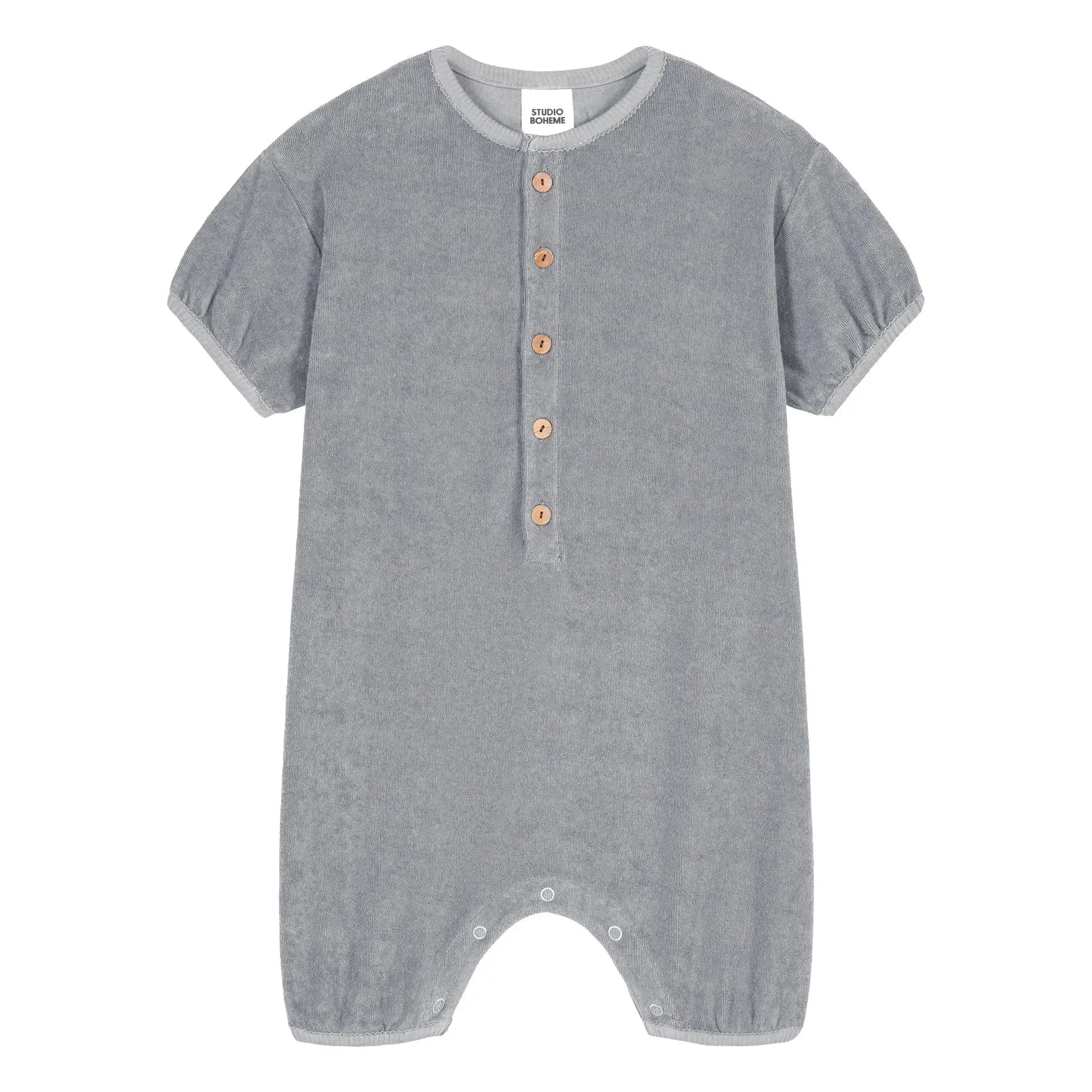 Studio Bohème - Bebecito Overall Shorts aus Bio-Baumwollfrottee | Grau