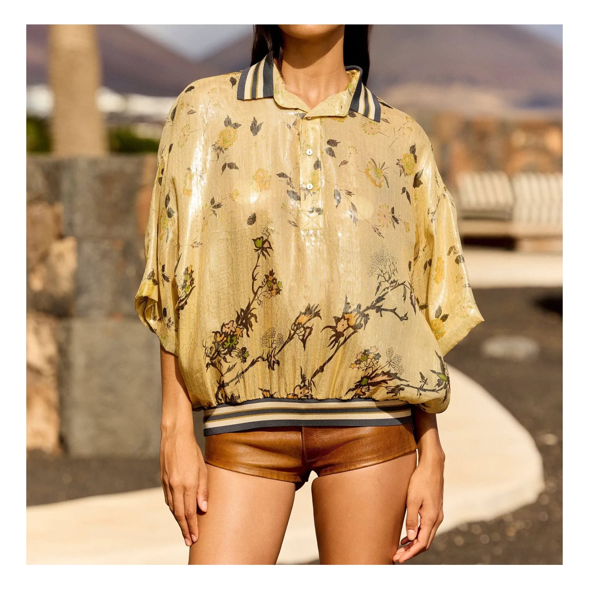 Mes Demoiselles - Jaca Bluse aus Metallic-Seide | Gold