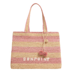 Bonpoint - Esma Gestreifte Basttasche | Natur