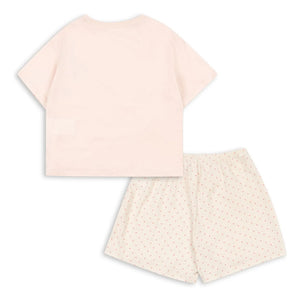 Konges Sløjd - T-Shirt und Shorts Set Famo Chats Bio-Baumwolle | Blassrosa