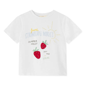 Fliink - Sommer Erdbeere Bio-Baumwoll-T-Shirt | Weiß
