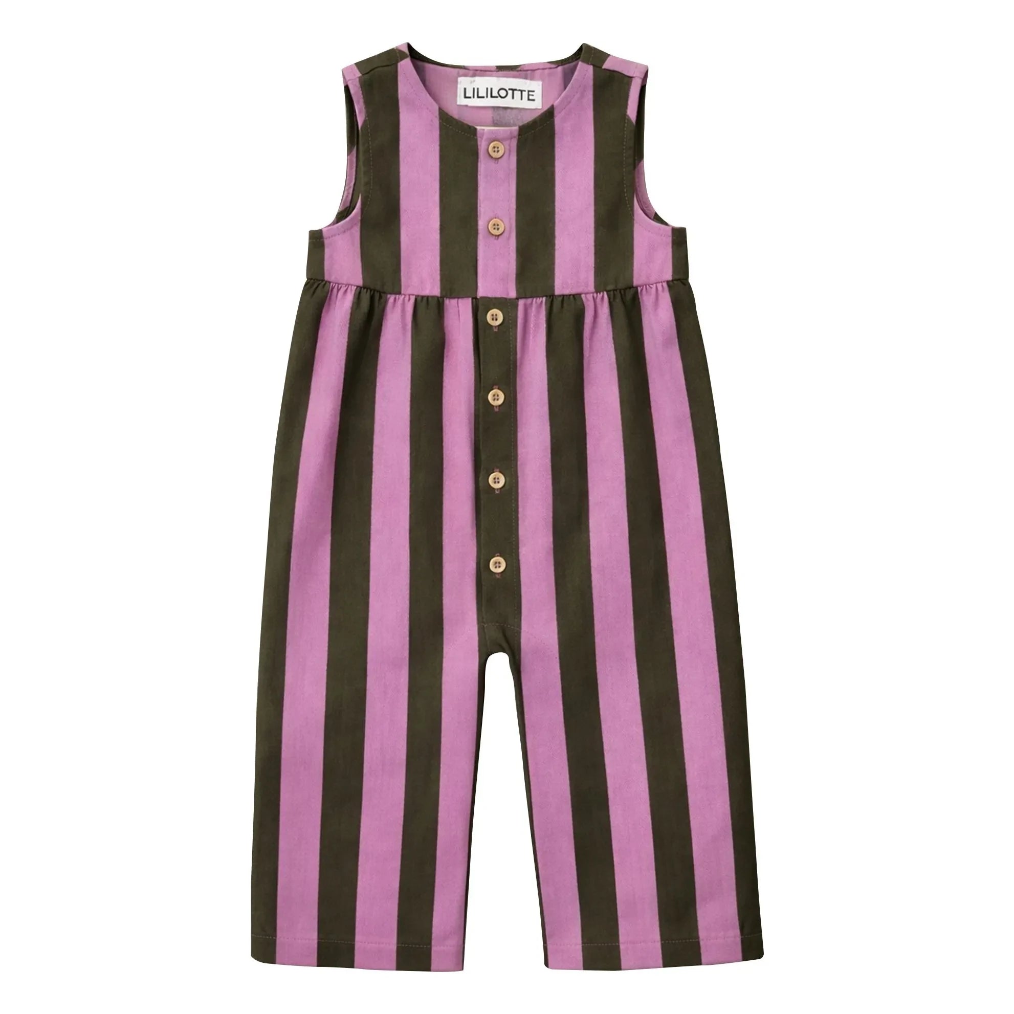Lililotte - Gabriel Gestreifter Twill Bio-Baumwoll-Overall | Olivgrün