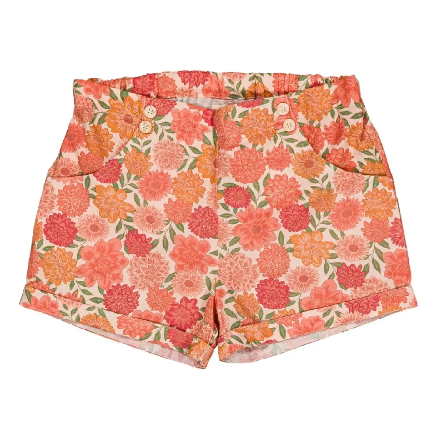 Loir - Camille Shorts Bio-Baumwolle Blumen | Koralle