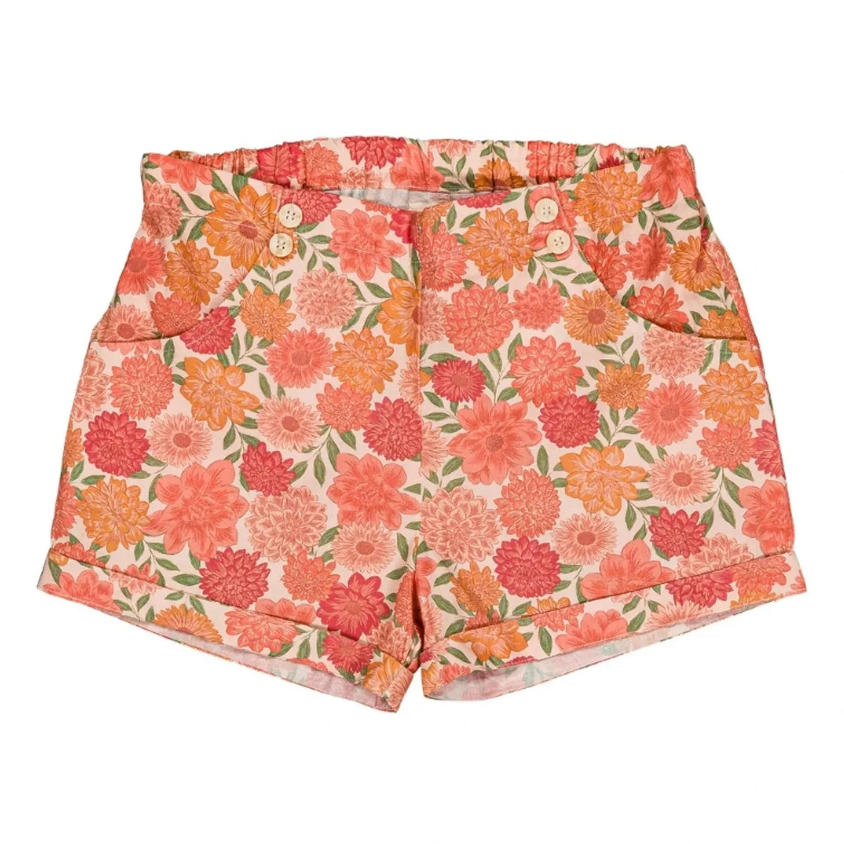 Loir - Camille Shorts Bio-Baumwolle Blumen | Koralle