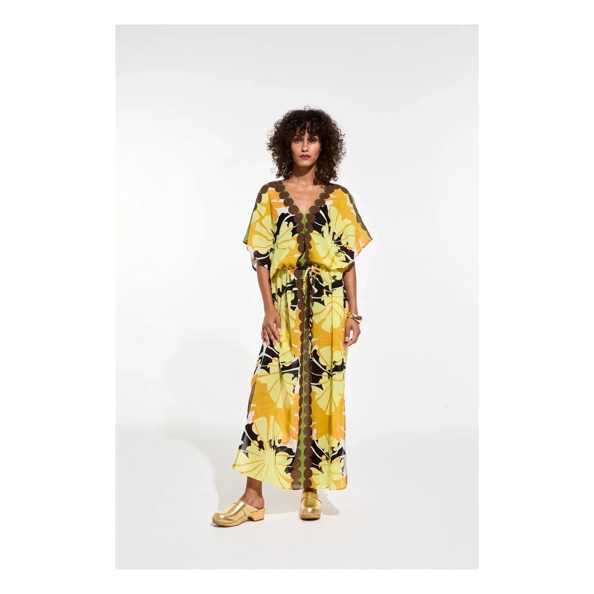 Mapoésie - Hydra Pavot Baumwollkleid | Zitronengelb