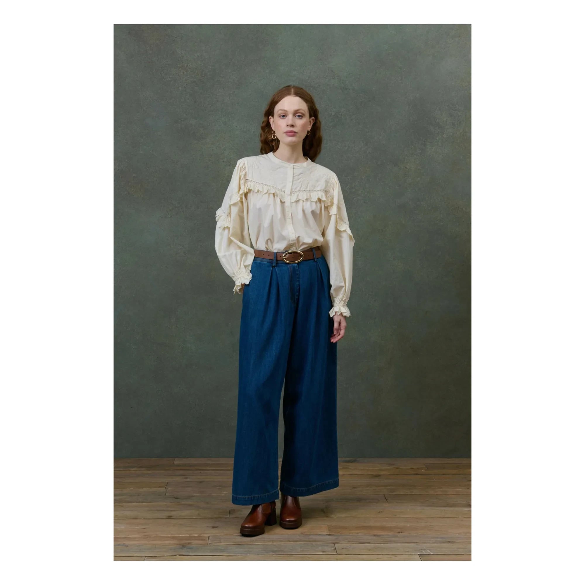 Louise Misha - Noelianne Bluse Bio-Baumwoll-Popeline - Damenkollektion | Creme