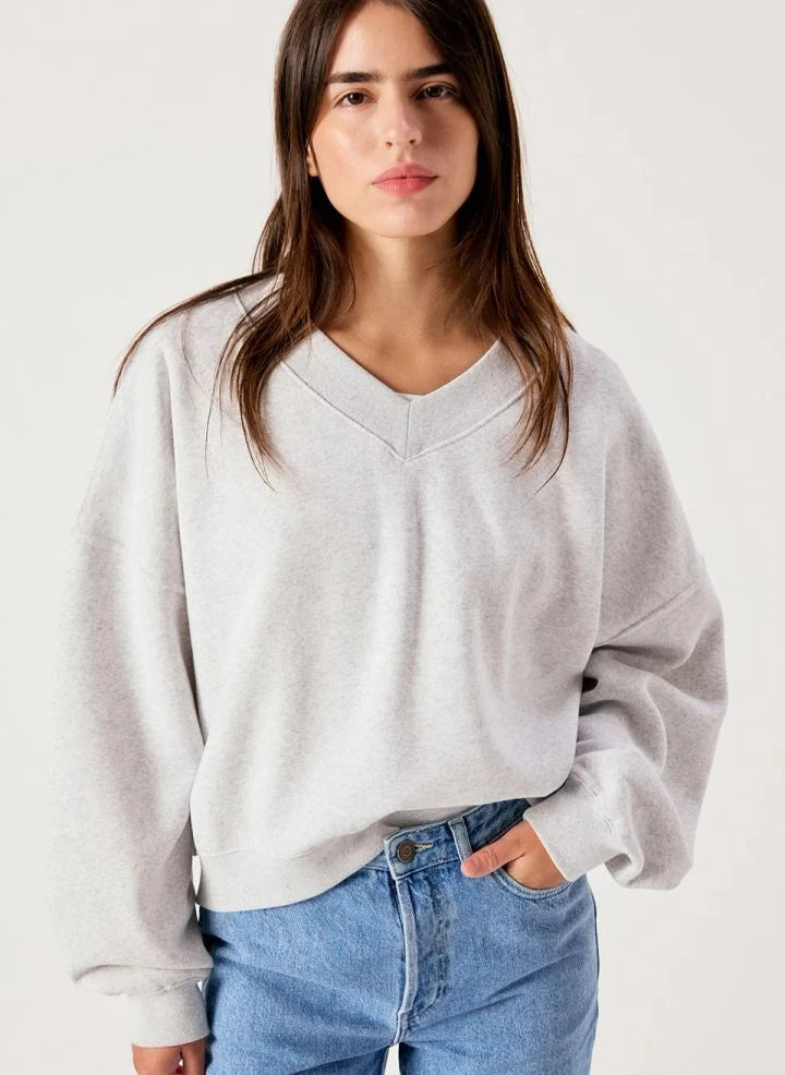 American Vintage - Baptown Pamuklu Sweatshirt | Gri melanj