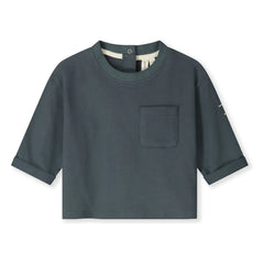 Gray Label - Organik pamuklu T-shirt | Gri mavi