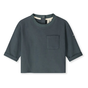 Gray Label - Organik pamuklu T-shirt | Gri mavi