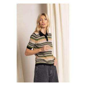 Smallable Woman - Selma gestreiftes Poloshirt | Eisbraun