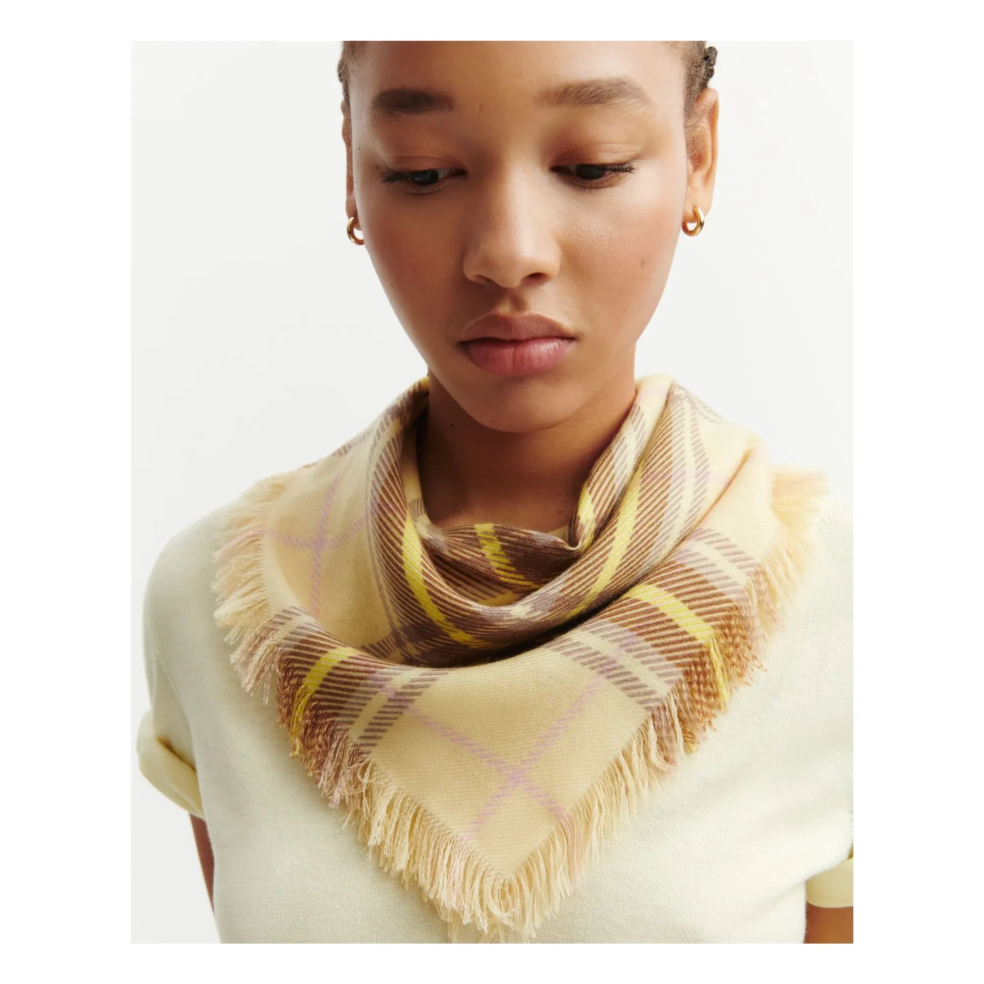 Bompard - Mini Karo Tartan Kaschmirschal | Zitronengelb