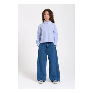 Smallable Kid - Clara Gestreiftes Kurzarmhemd | Hellblau