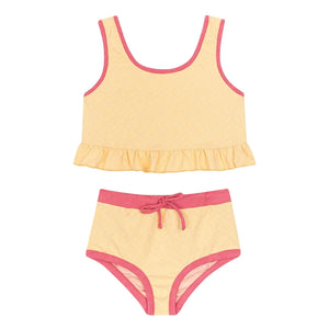 My First Cantê - Mila Feuilles Strukturierter Rüschen-Bikini | Blassgelb